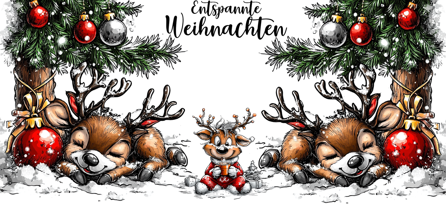 Tasse "Entspannte Weihnachten – Schlafende Rentiere"