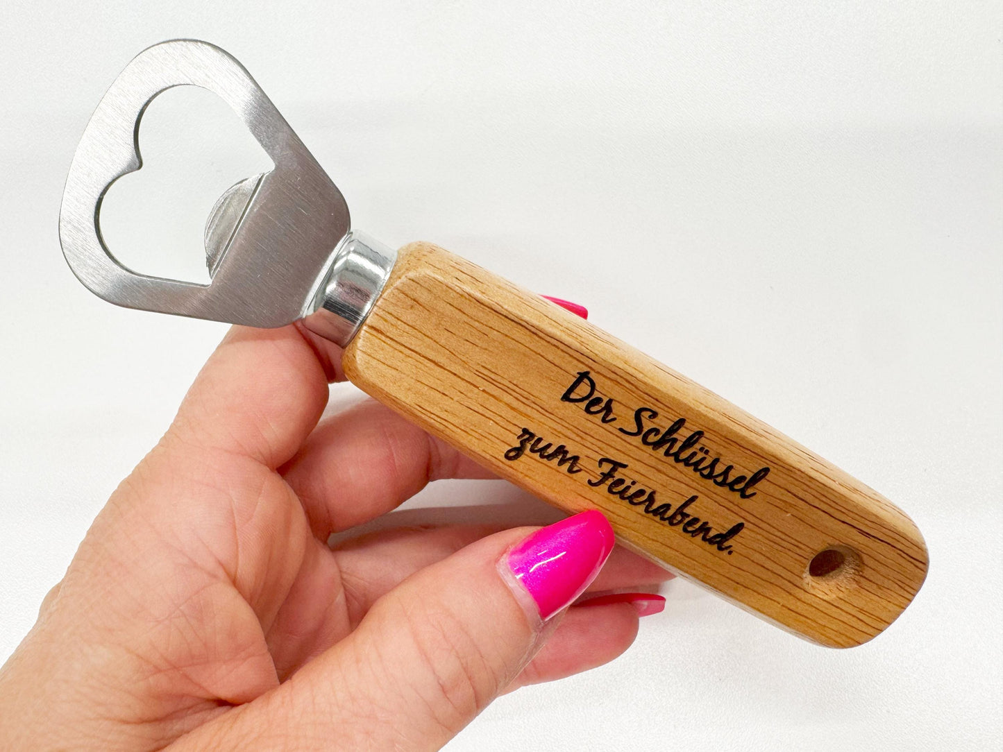 Edler Flaschenöffner mit Holzgriff – personalisierbar auf beiden Seiten!