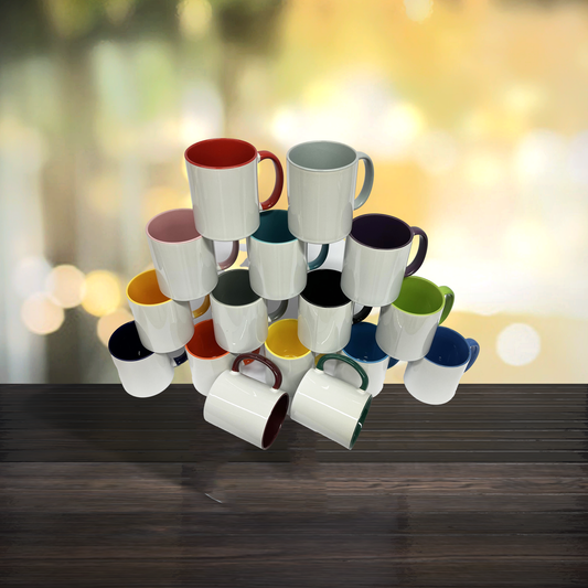 12 Farbige Tassen, Innseite/Griff, 17 Farben, bedruckt (Stk. 5,91 €)