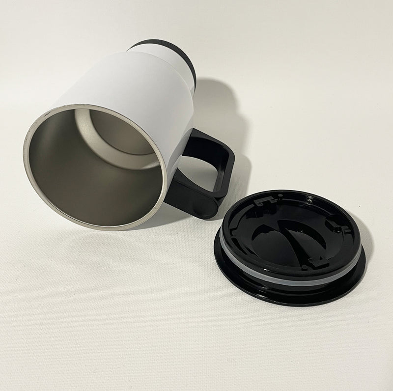 Edelstahl-Thermobecher Weiß/Silber