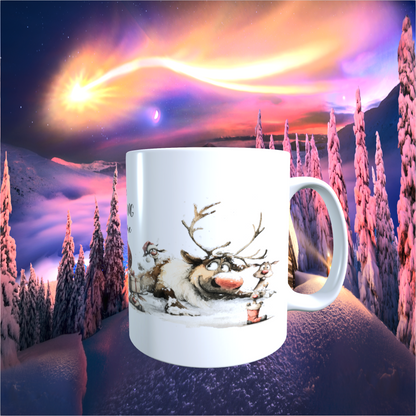 Tasse "Schöne Bescherung – Lustige Rentiere"