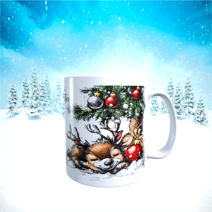 Tasse "Entspannte Weihnachten – Schlafende Rentiere"