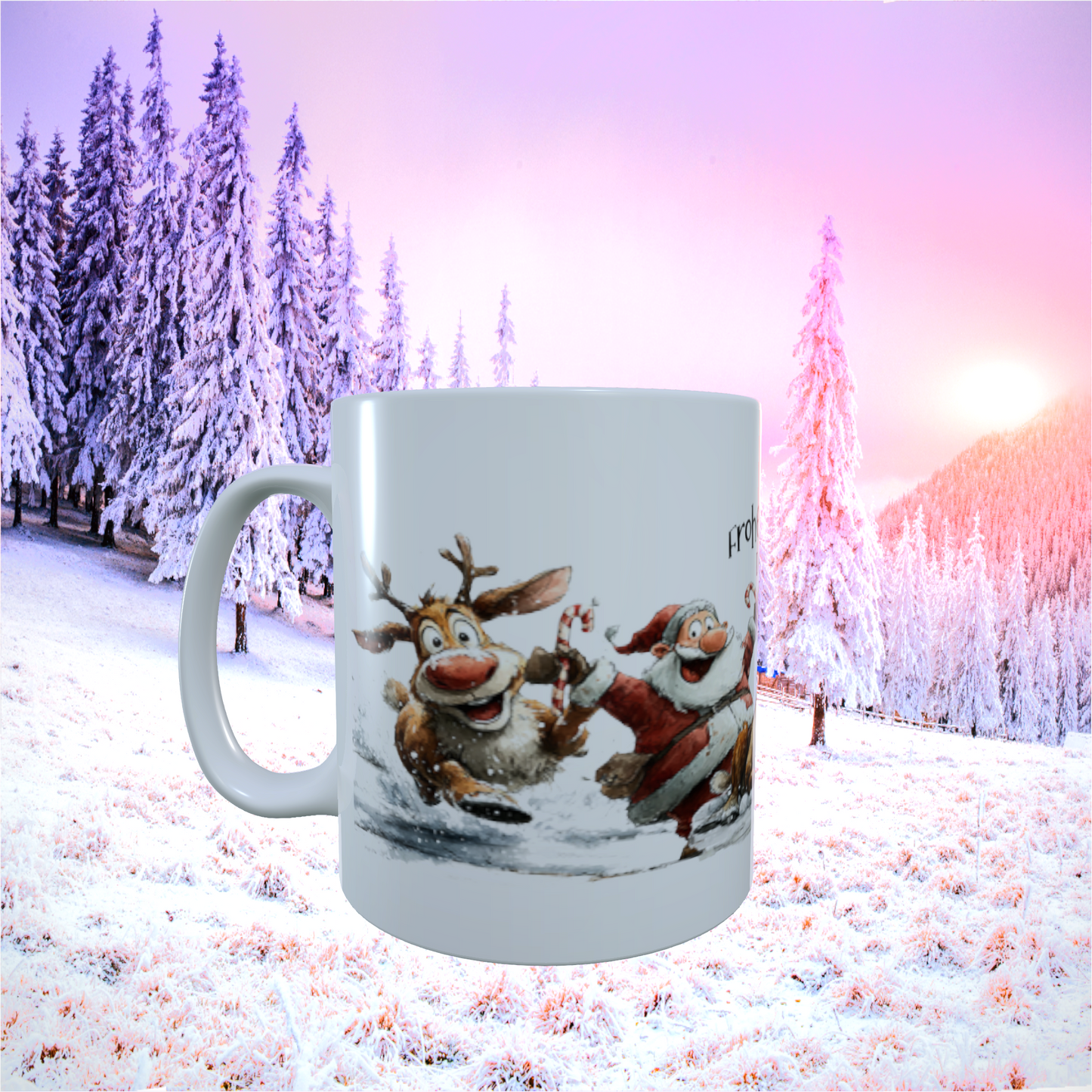 Tasse "Frohe Weihnachten – Santa & Rentiere"