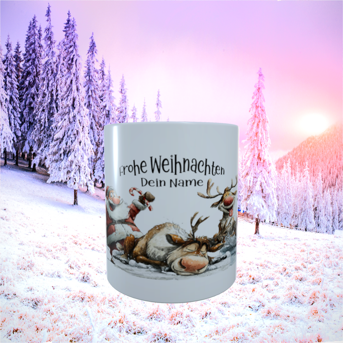 Tasse "Frohe Weihnachten – Santa & Rentiere"