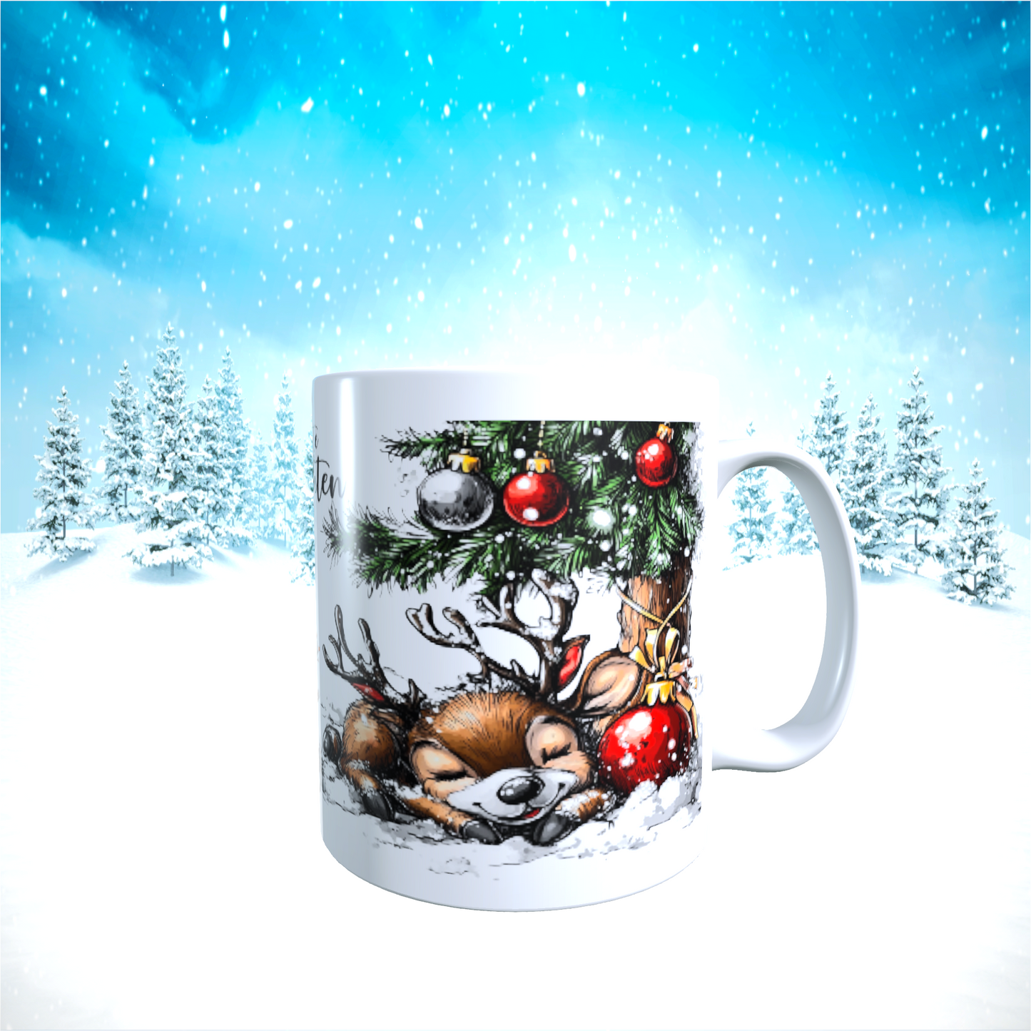 Tasse "Entspannte Weihnachten – Schlafende Rentiere"