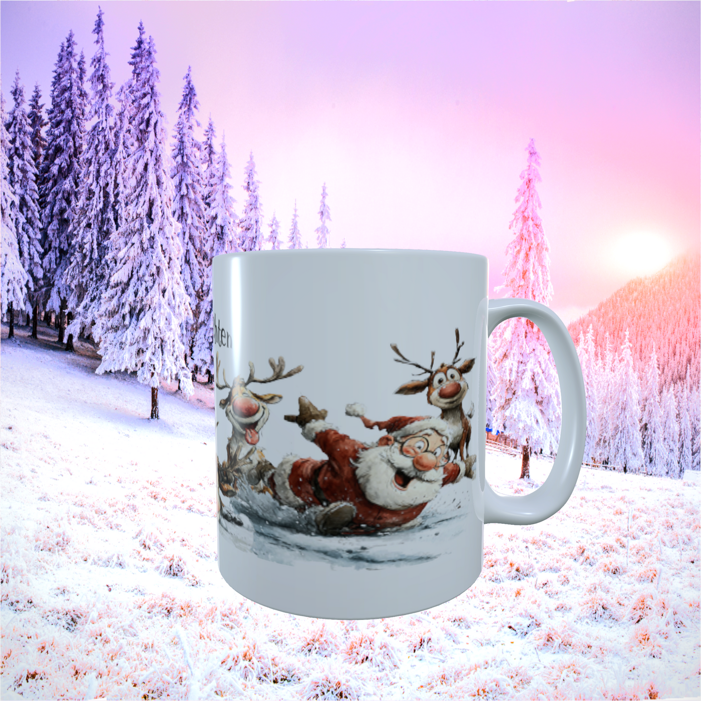 Tasse "Frohe Weihnachten – Santa & Rentiere"