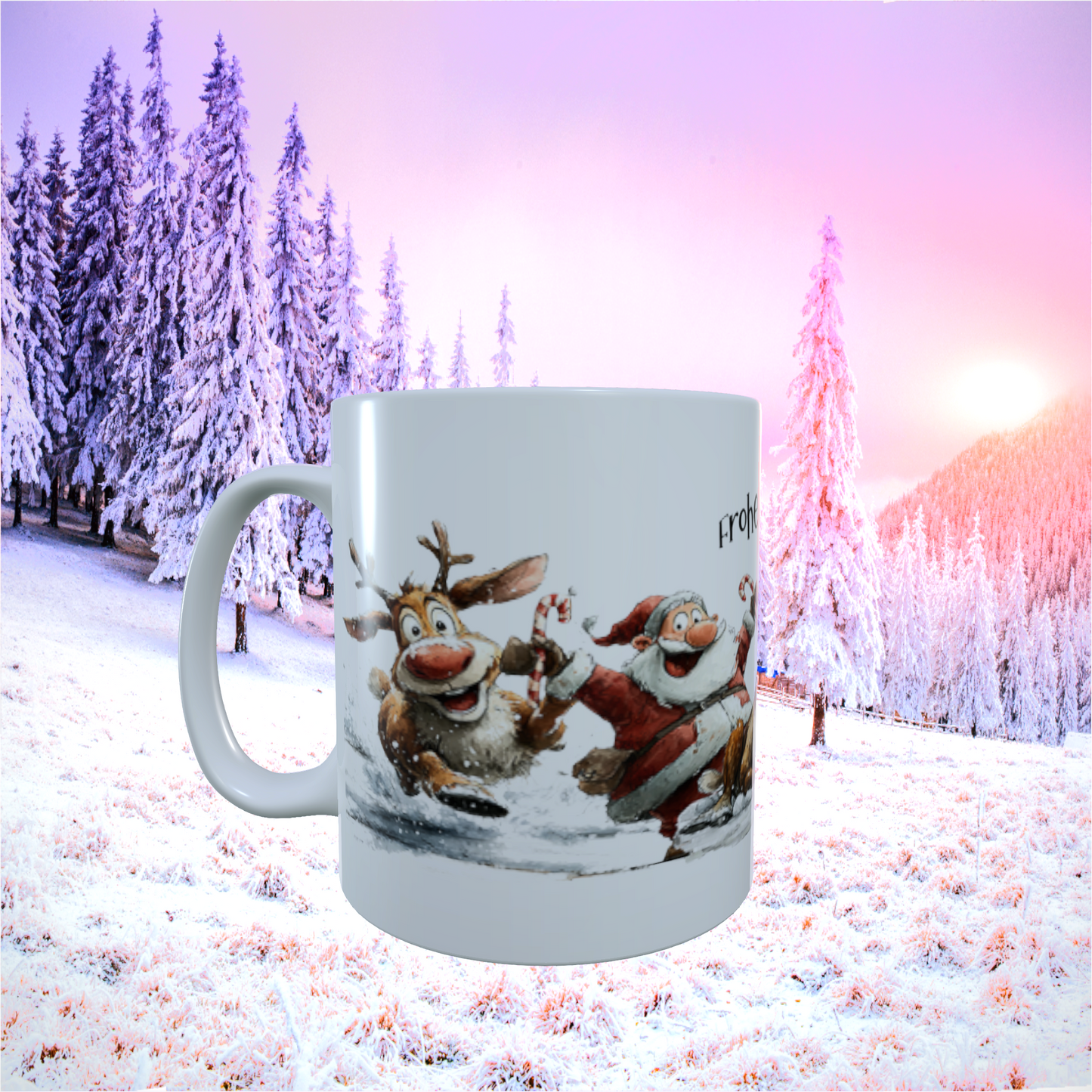 Tasse "Frohe Weihnachten – Santa & Rentiere"