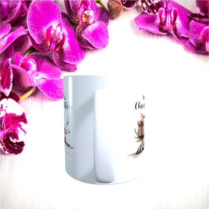 Tasse "Entspannte Weihnachten – Rentier mit Geschenk"