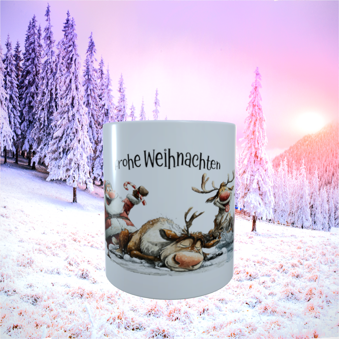 Tasse "Frohe Weihnachten – Santa & Rentiere"