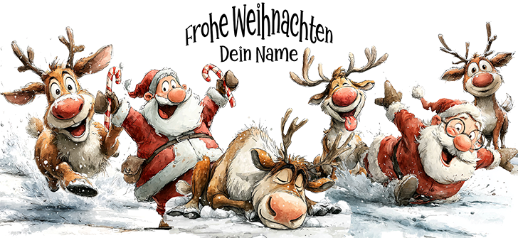 Tasse "Frohe Weihnachten – Santa & Rentiere"