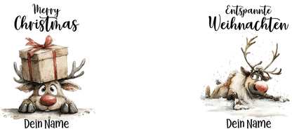 Tasse "Entspannte Weihnachten – Rentier mit Geschenk"