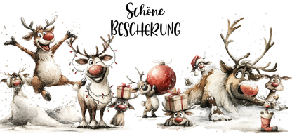 Tasse "Schöne Bescherung – Lustige Rentiere"