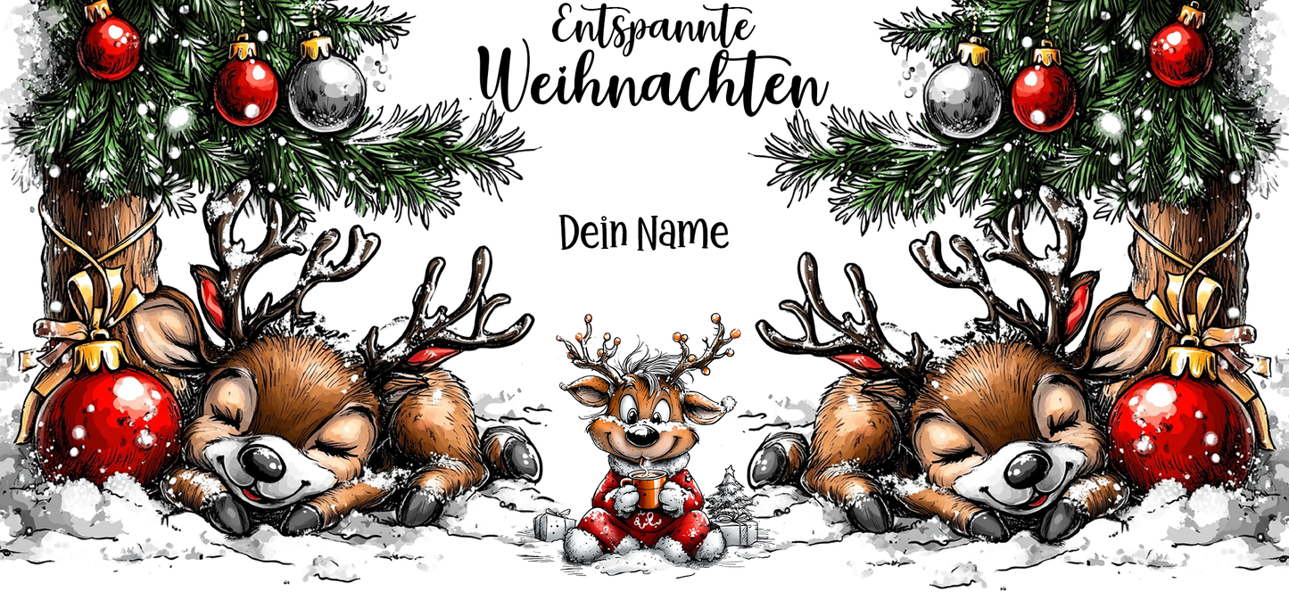 Tasse "Entspannte Weihnachten – Schlafende Rentiere"