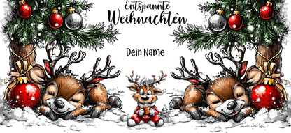 Tasse "Entspannte Weihnachten – Schlafende Rentiere"