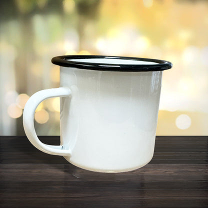 Emailletasse mit schwarzem Rand 300 ml