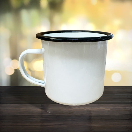Emailletasse mit schwarzem Rand 300 ml