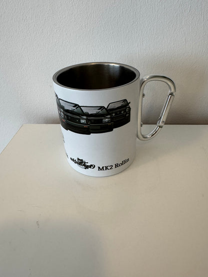 MK2 Charity Stahltasse – Vintage-Look mit Karabiner