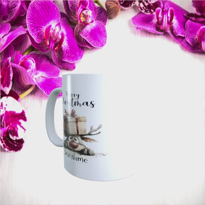 Tasse "Entspannte Weihnachten – Rentier mit Geschenk"