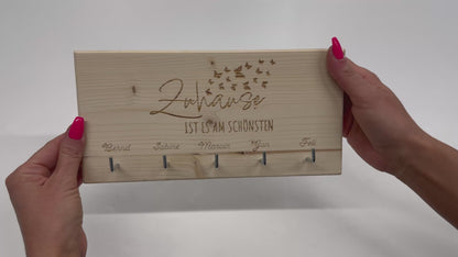 Personalisiertes Schlüsselbrett aus Fichte/Tanne – ca. 24,7 × 12,3 cm